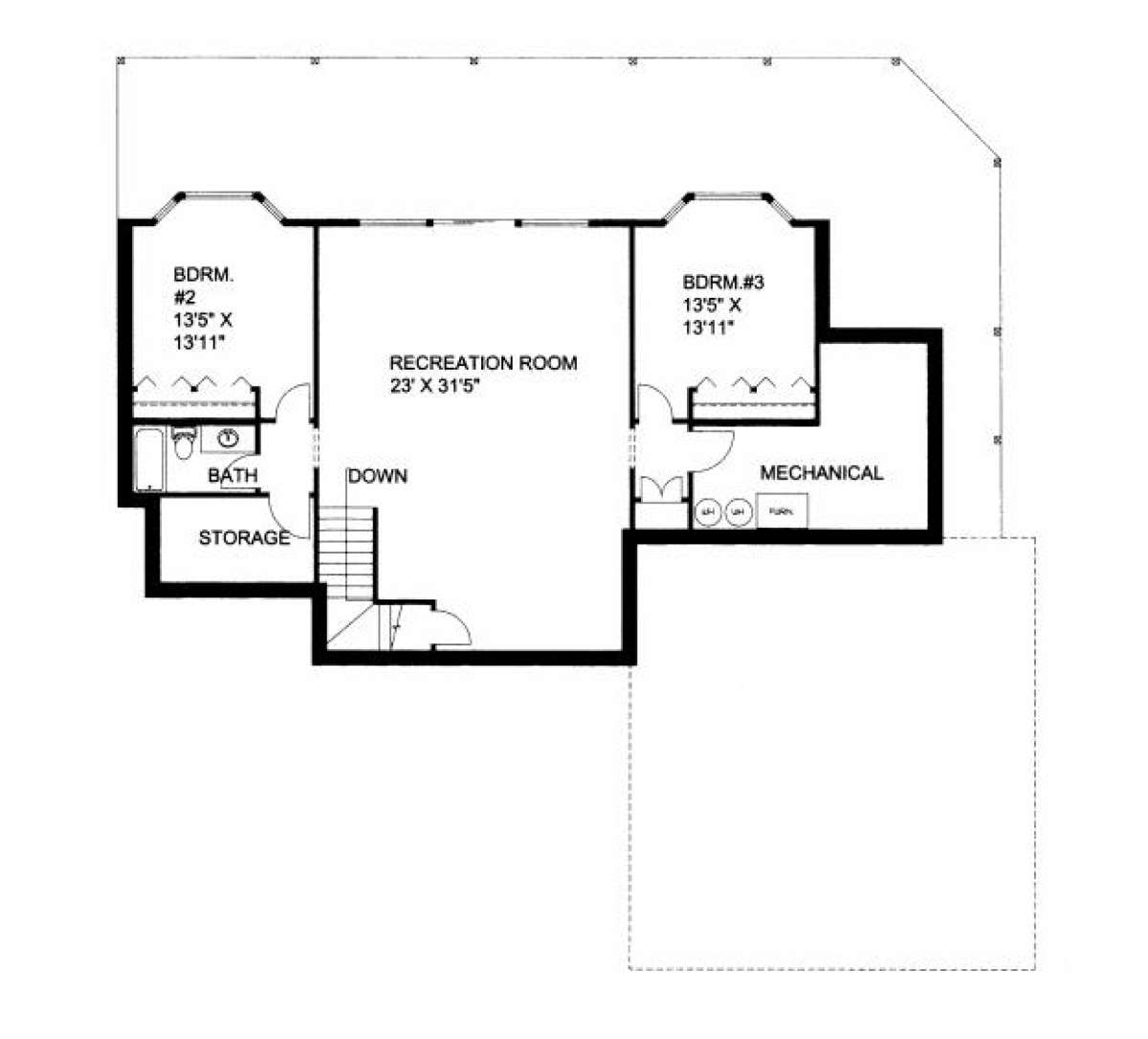 Basement Floor for House Plan #039-00500