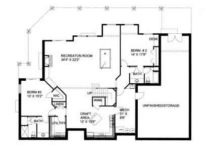 Basement Floor for House Plan #039-00502