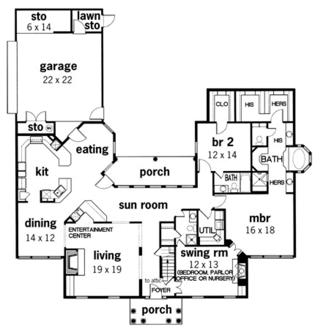 Floorplan 1 for House Plan #048-00166