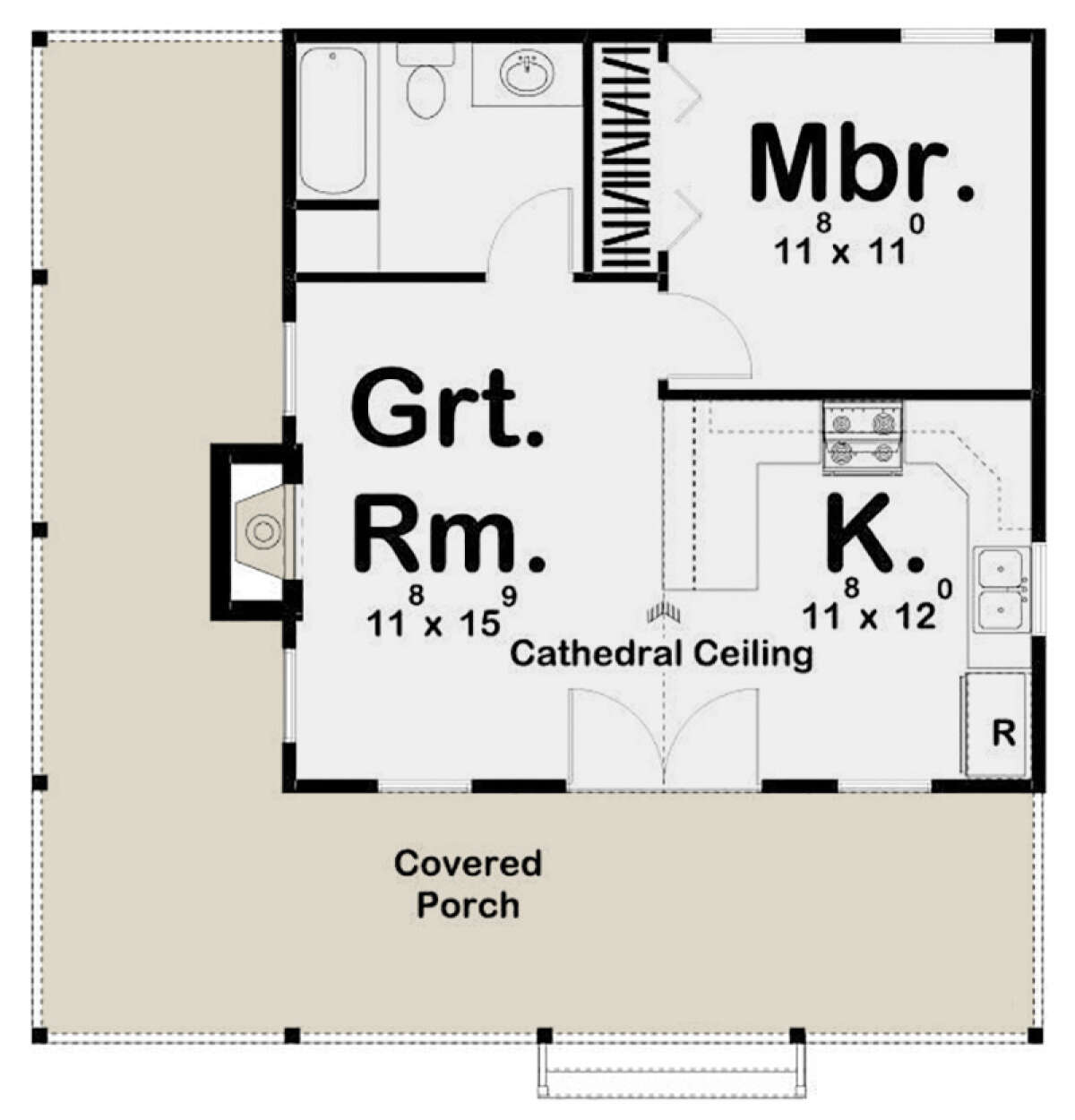Aangenaam kennis te maken Huis opvolger Cottage Plan: 576 Square Feet, 1 Bedroom, 1 Bathroom - 963-00203