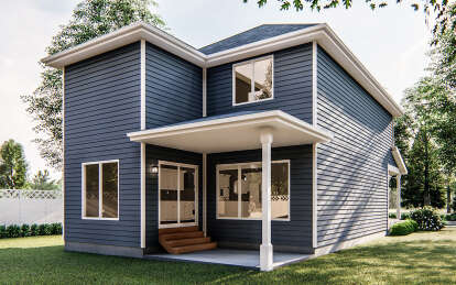Narrow Lot House Plan #963-00226 Elevation Photo