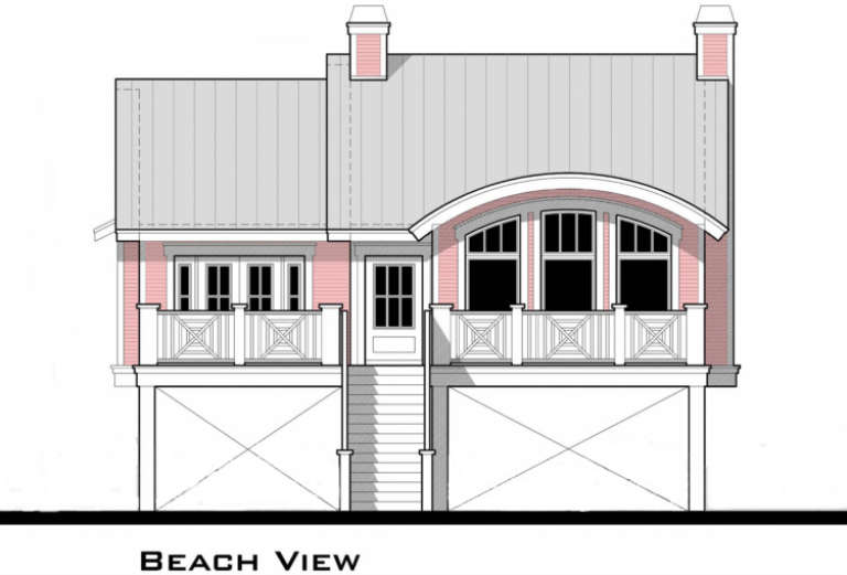 Coastal House Plan #028-00035 Elevation Photo