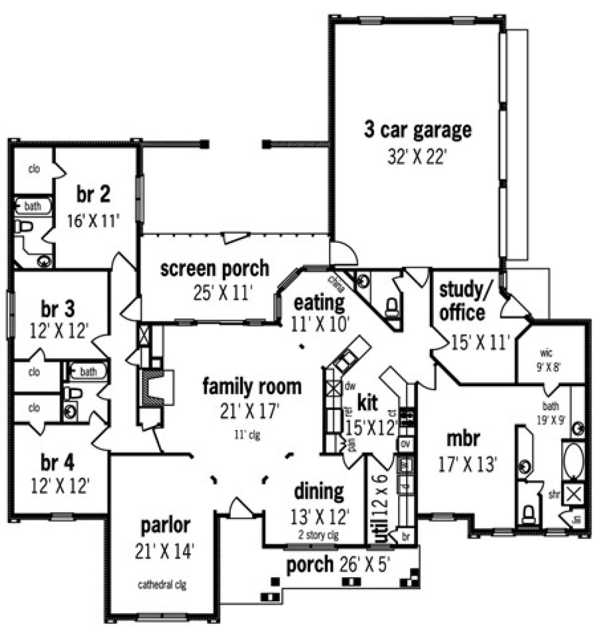 Floorplan 1 for House Plan #048-00175