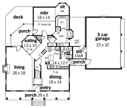 Floorplan 1 for House Plan #048-00176