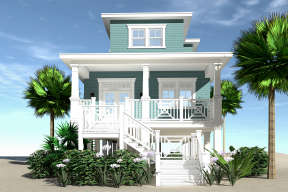 Coastal House Plan #028-00117 Elevation Photo