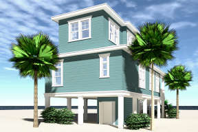 Coastal House Plan #028-00118 Elevation Photo