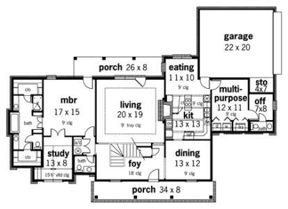 Floorplan 1 for House Plan #048-00177