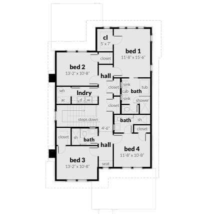 Second Floor for House Plan #028-00122
