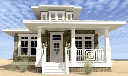 Coastal House Plan #028-00123 Elevation Photo