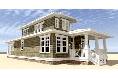 Coastal House Plan #028-00123 Elevation Photo