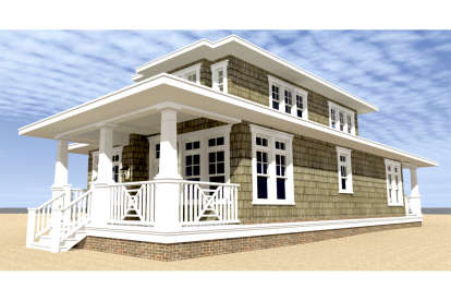 Coastal House Plan #028-00123 Elevation Photo