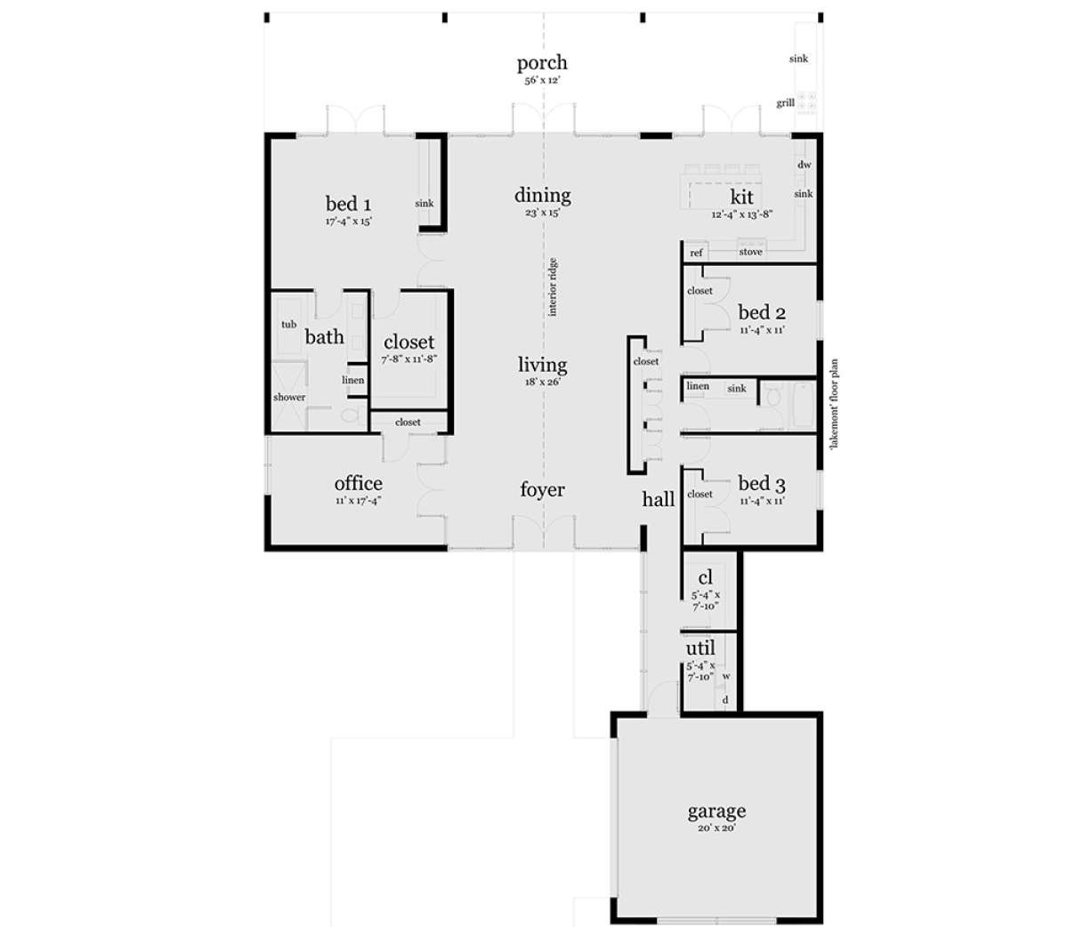 Main Floor for House Plan #028-00127