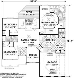 Main Floor for House Plan #036-00228