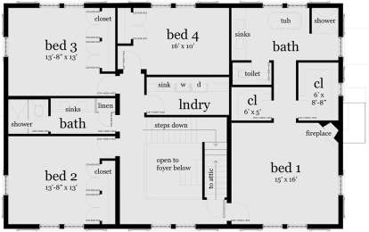 Second Floor for House Plan #028-00158