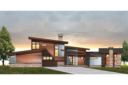 Mid Century Modern House Plan #8504-00144 Elevation Photo