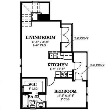 Above Garage Apartment for House Plan #3978-00055