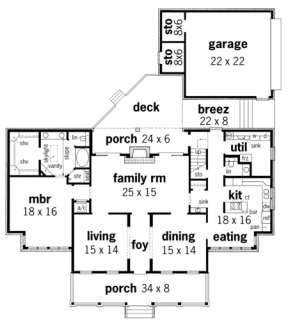 Floorplan 1 for House Plan #048-00182
