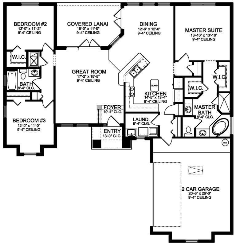 Mediterranean Plan - 1,775 Square Feet, 3 Bedrooms, 2 Bathrooms | Floor ...