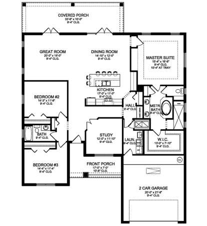 Floorplan 1 for House Plan #3978-00145