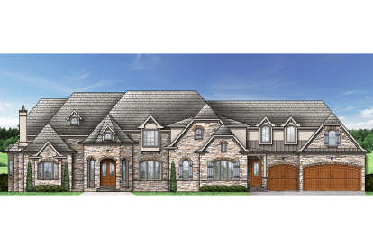 European House Plan #4195-00030 Elevation Photo