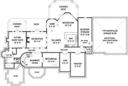 Basement for House Plan #4195-00030