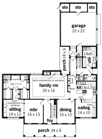 Floorplan 1 for House Plan #048-00186