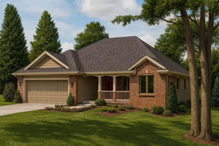 House Plan House Plan #19862 Angled Front Elevation