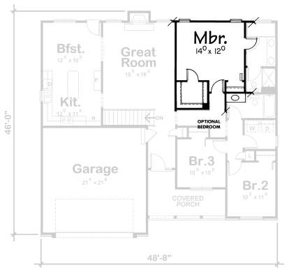 Alternate Main Floor Layout for House Plan #402-01547