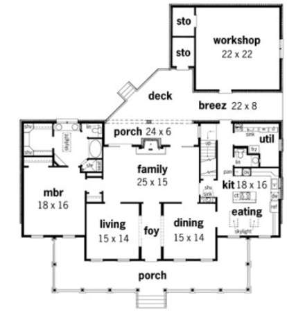 Floorplan 1 for House Plan #048-00190