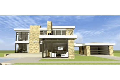 Mid Century Modern House Plan #028-00039 Elevation Photo