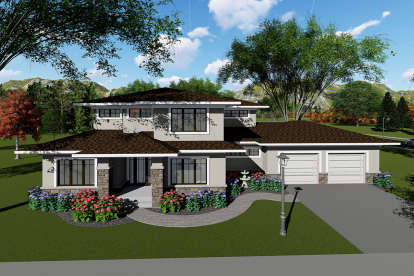 Prairie House Plan #1020-00041 Elevation Photo