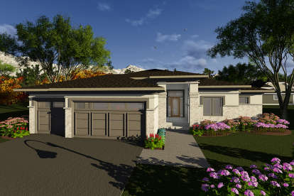 Prairie House Plan #1020-00058 Elevation Photo