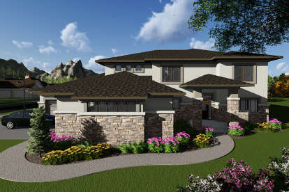Prairie House Plan #1020-00079 Elevation Photo