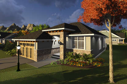 Prairie House Plan #1020-00114 Elevation Photo