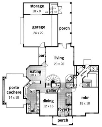 Floorplan 1 for House Plan #048-00197