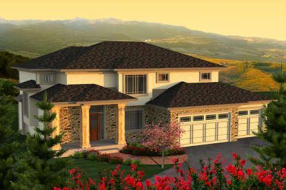 Prairie House Plan #1020-00154 Elevation Photo