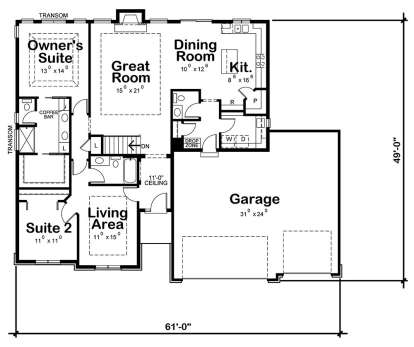 Main Level 1st floor for House Plan #402-01557