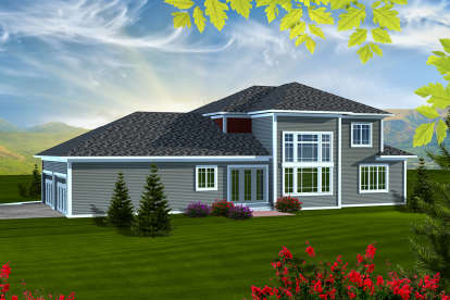 Prairie House Plan #1020-00200 Elevation Photo