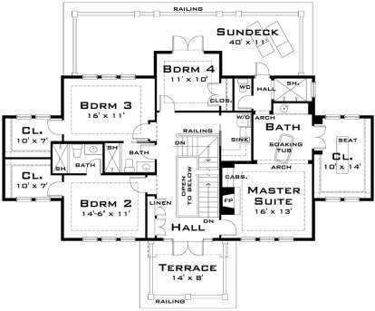 Second Floor for House Plan #028-00041