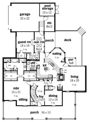 Floorplan 1 for House Plan #048-00200