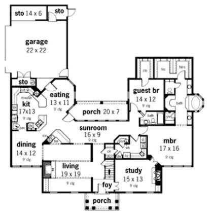 Floorplan 1 for House Plan #048-00201