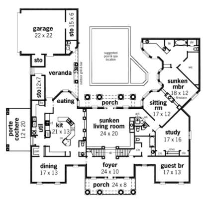 Floorplan 1 for House Plan #048-00206