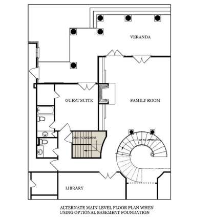 Main Floor w/ Basement Stairs Location for House Plan #048-00209