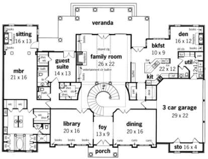 Floorplan 1 for House Plan #048-00210