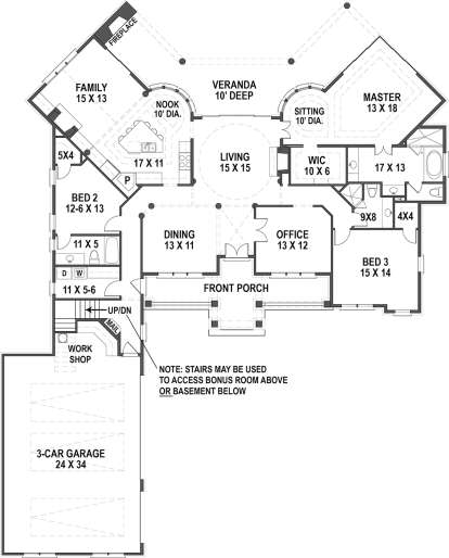 Main Level 1st floor for House Plan #4195-00031