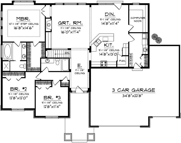 Northwest Plan - 2,032 Square Feet, 3 Bedrooms, 2 Bathrooms | Floor ...