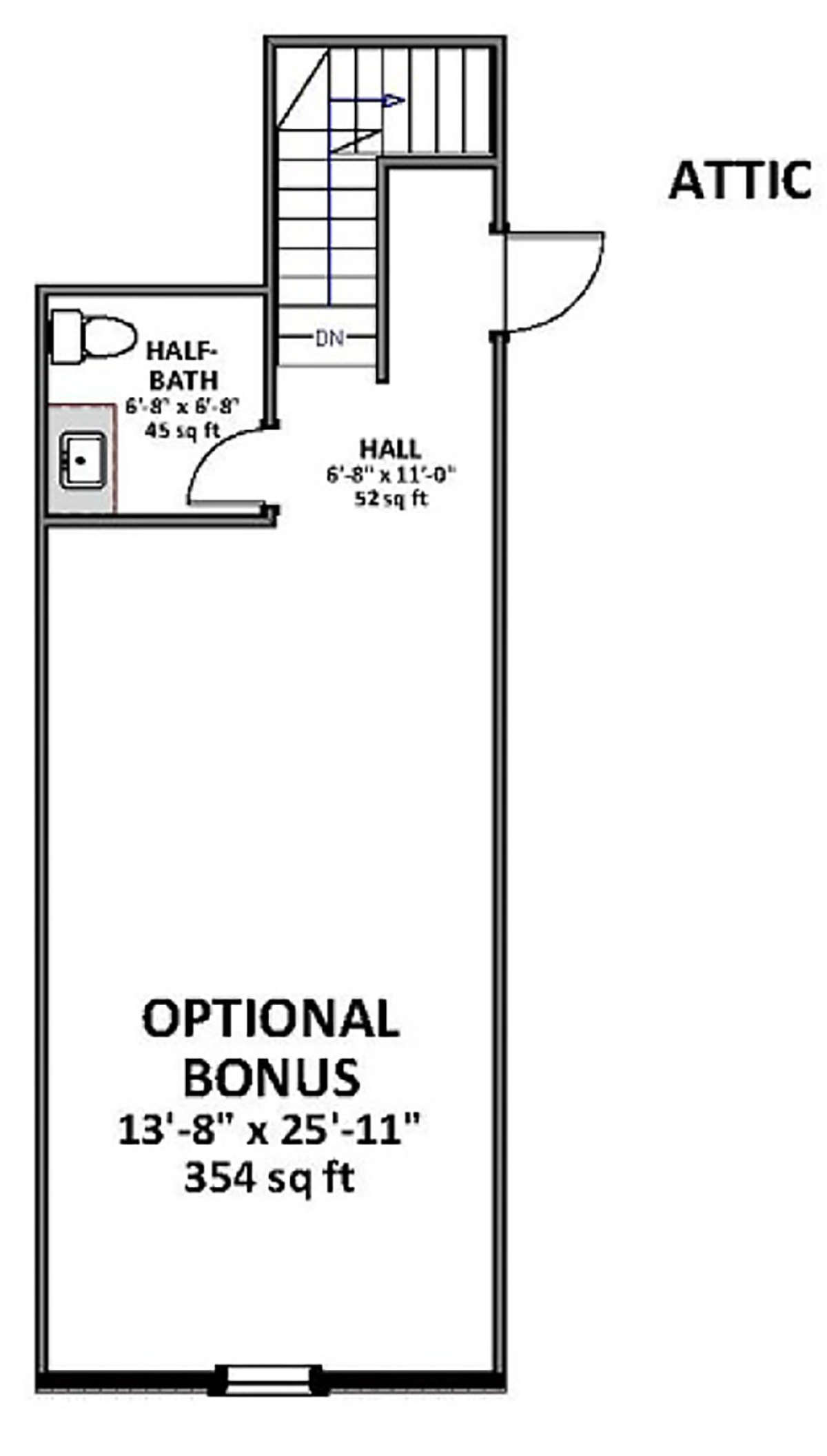 Optional Bonus room upper  for House Plan #6849-00050