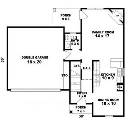 Floorplan 1 for House Plan #053-00003