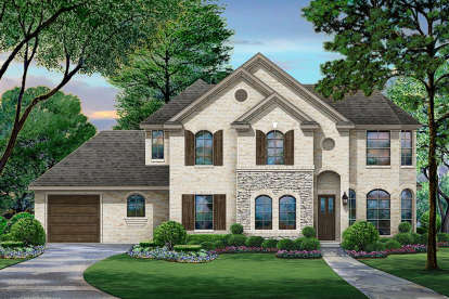 European House Plan #5445-00340 Elevation Photo