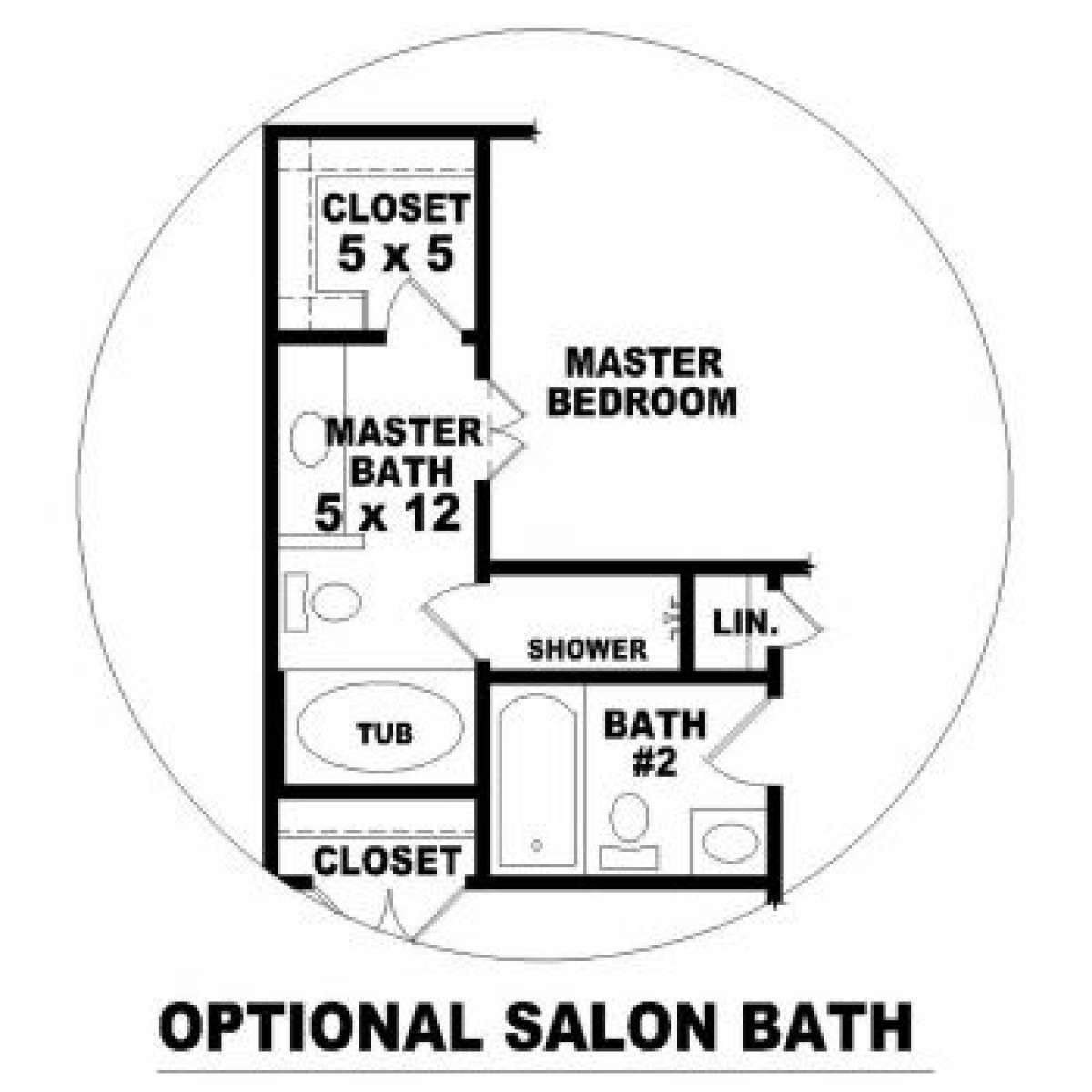 Optional Master Bath for House Plan #053-00004